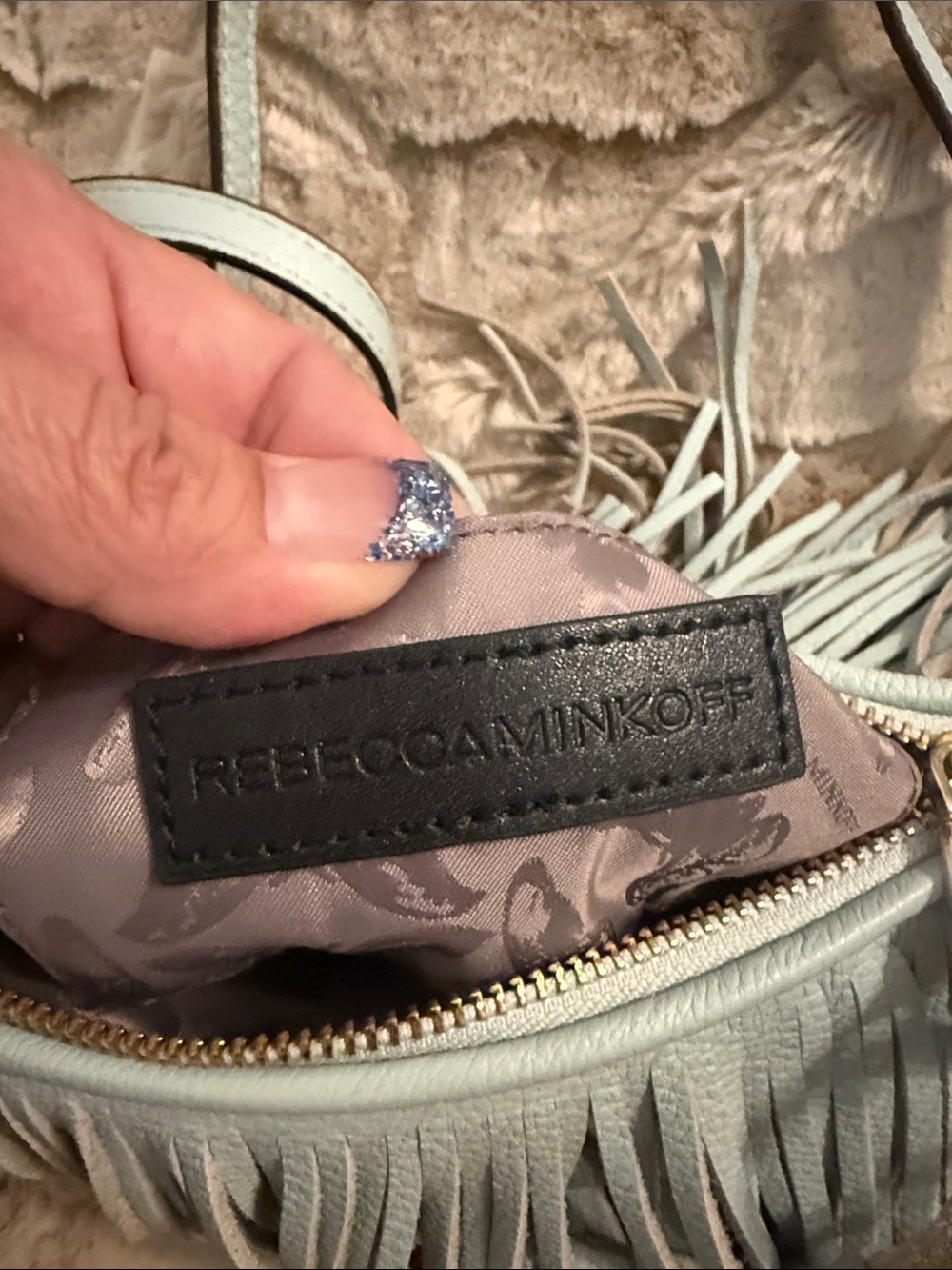 Vintage Rebecca Minkoff Light Blue Fringe Crossbody Bag - Picture 4 of 7